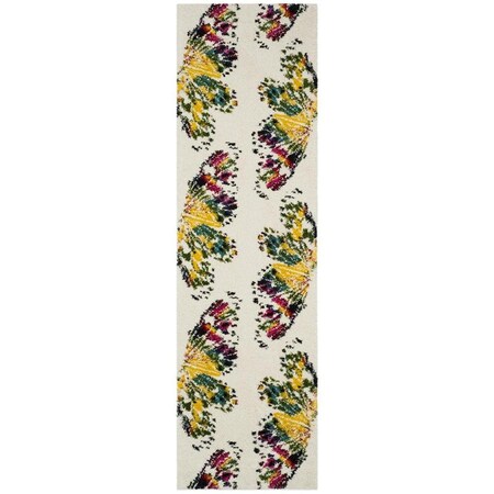 Safavieh 2 ft.-3 in. x 8 ft. Runner Fiesta Shag Power Loomed Rug, Cream and Multi Color FSG368A-28